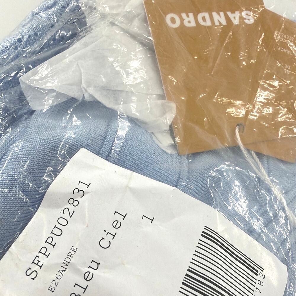 Sandro Women's Sky Blue Pointelle Knit Short Tank Top Size 1 | Small - Picture 4 of 10